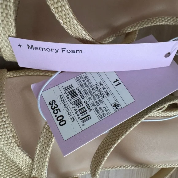 NWT! Wild Fable Brodie Strappy Raffia Charm Heels - Memory foam - Picture 11 of 14